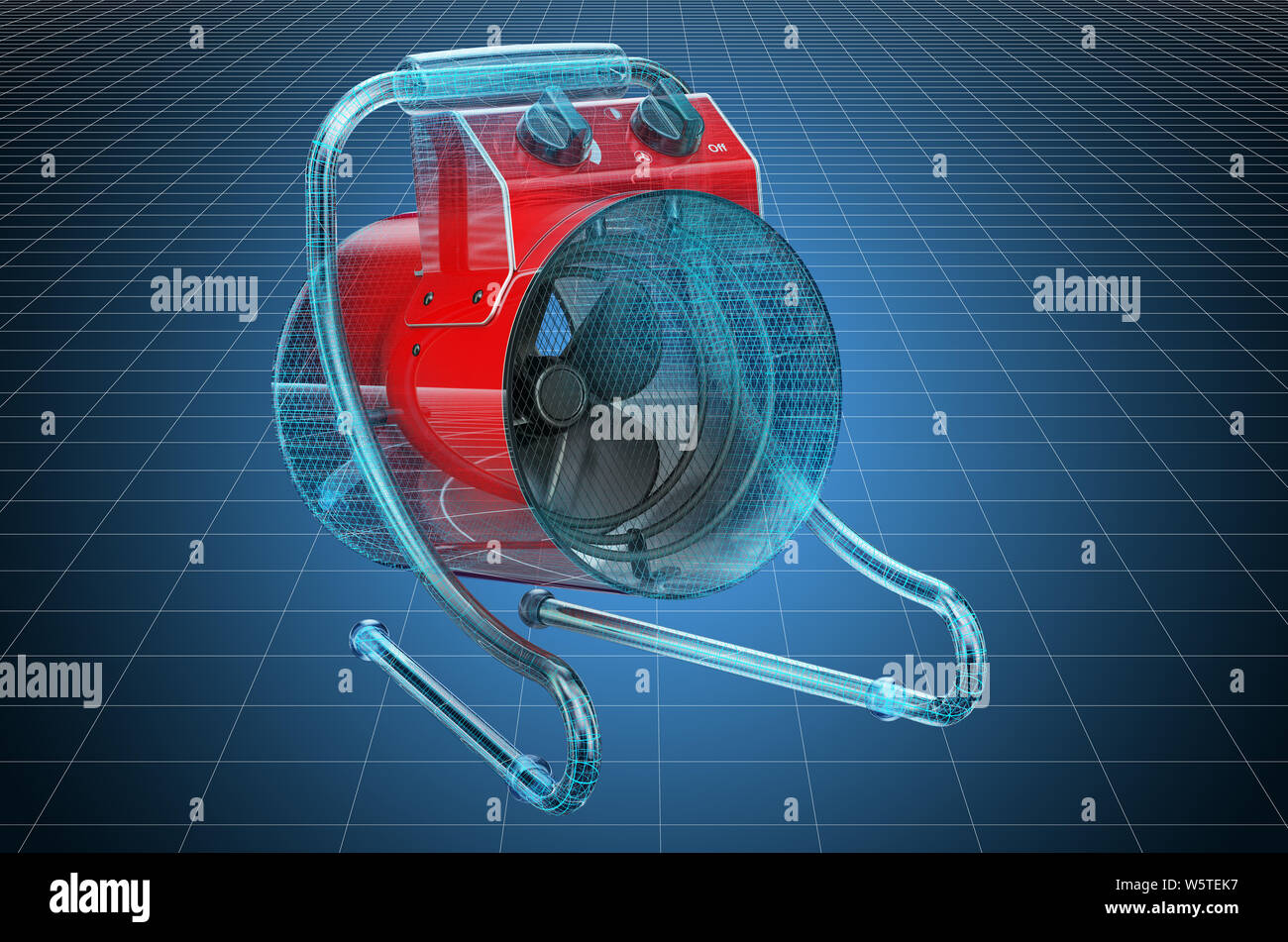 Rendu 3d Du Pistolet Chauffant électrique Au Sol De L'aérotherme Industriel
