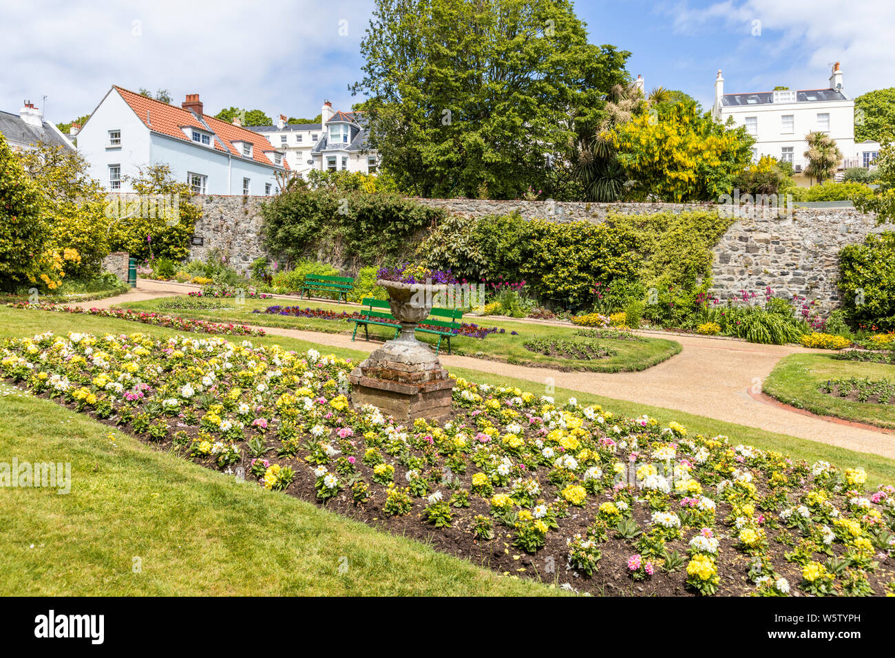 Candie Gardens, jardins de la fin du xixe siècle restauré, St Peter Port, Guernsey, Channel Islands UK Banque D'Images