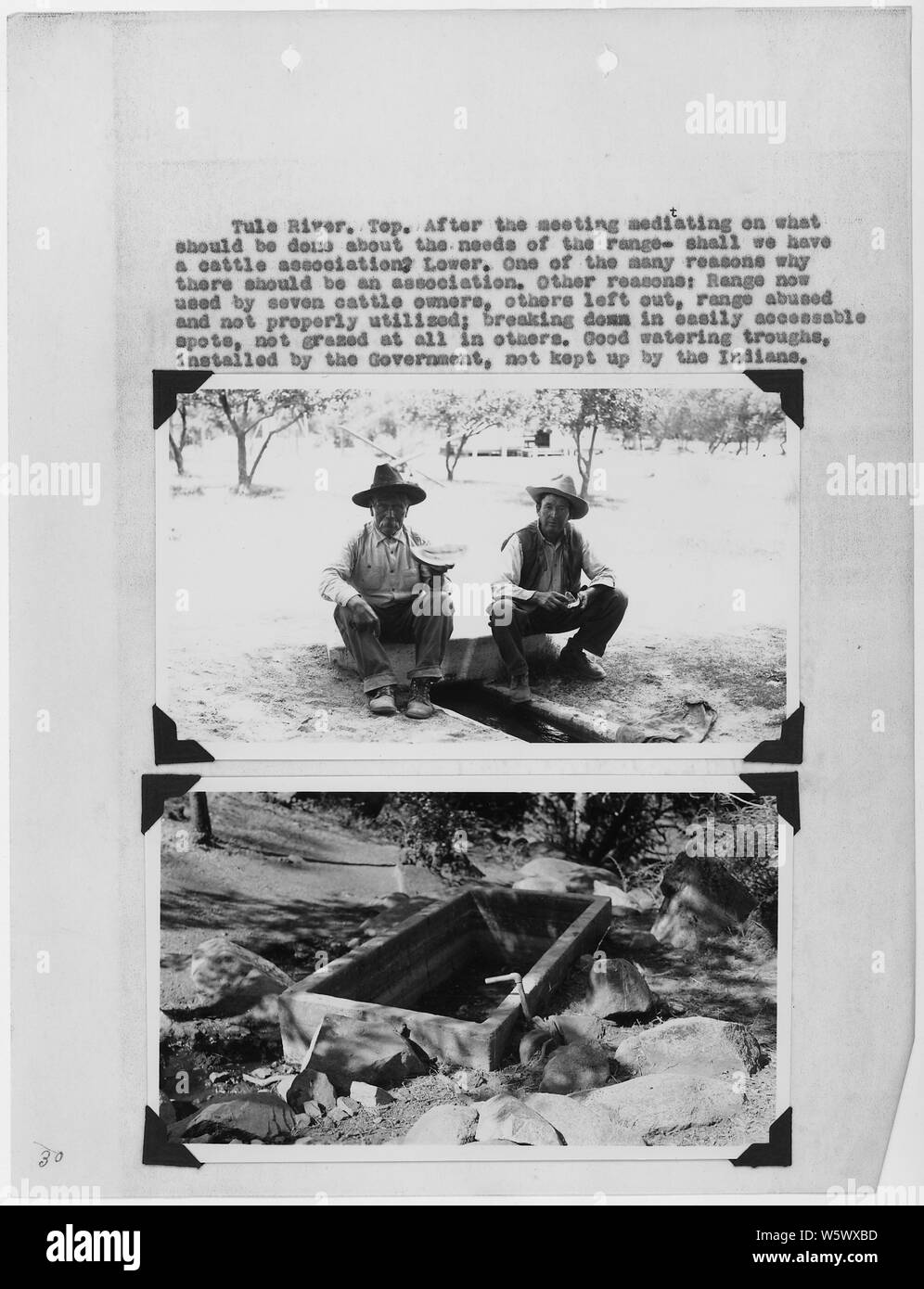 Les photographies, accompagnées de légendes, concernant une association de bovins à Tule River, en Californie, du rapport annuel de vulgarisateurs...Agence indienne de Sacramento en Californie [de] le 1er janvier 1936 au 31 décembre 1936. Banque D'Images