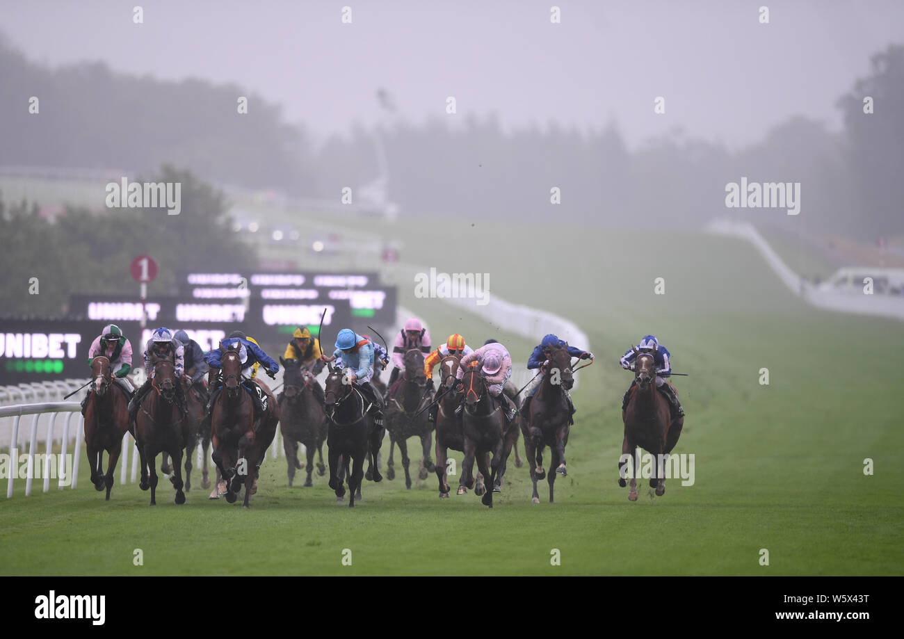 Goodwood Race Course, Chichester, Royaume-Uni. 30 juillet, 2019. Le Qatar Goodwood Festival ; le premier jour ; la race 1, le handicap d'Unibet Enjeux, chevaux en compétition pour la dernière ligne droite en position : Action Crédit Plus Sport/Alamy Live News Banque D'Images