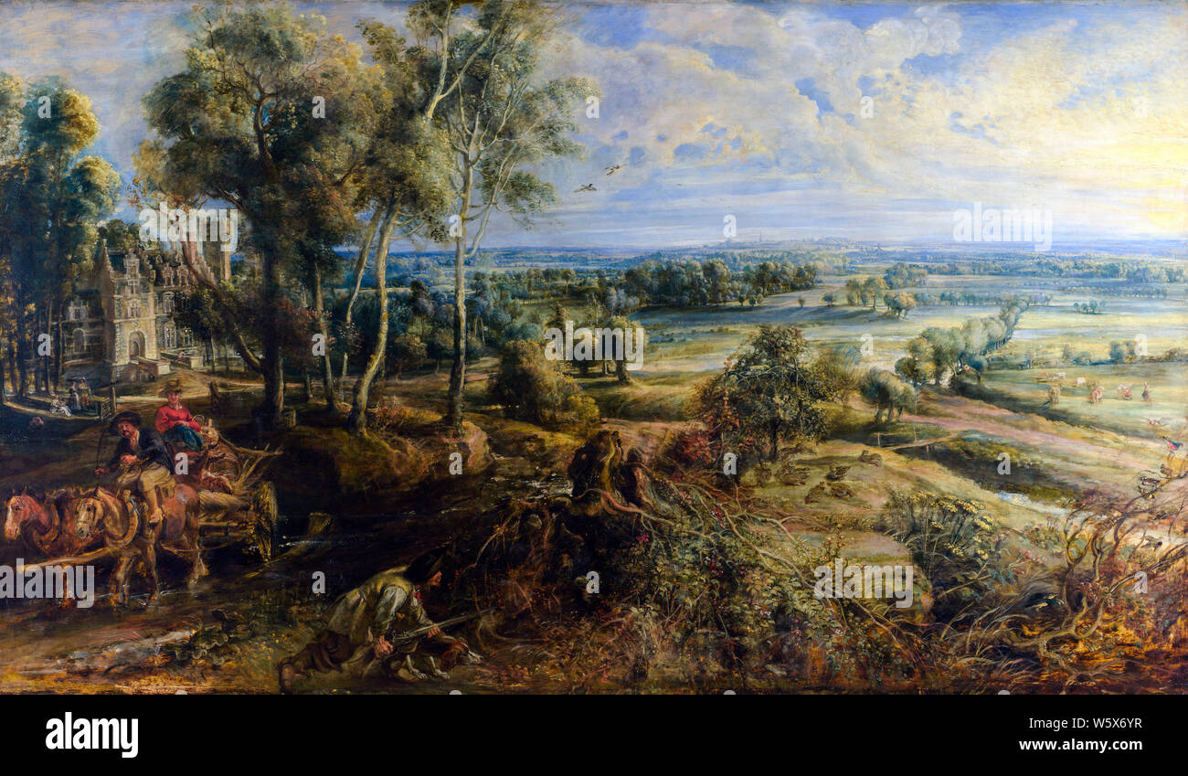 Peter Paul Rubens, vue de Het Steen, tôt le matin, la peinture de paysages, vers 1636 Banque D'Images