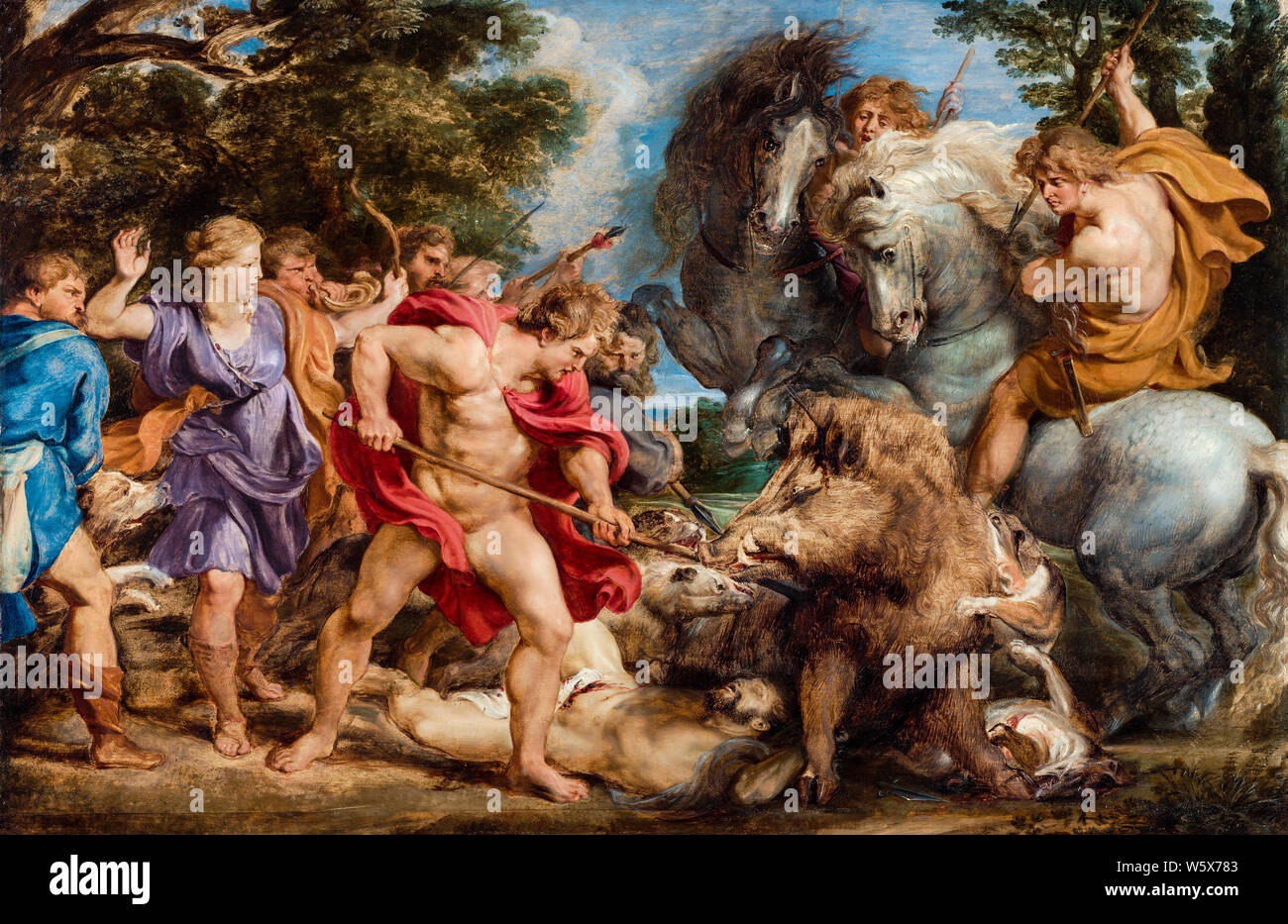 Peter Paul Rubens, l'Calydonian Boar Hunt, peinture, 1611-1612 Banque D'Images