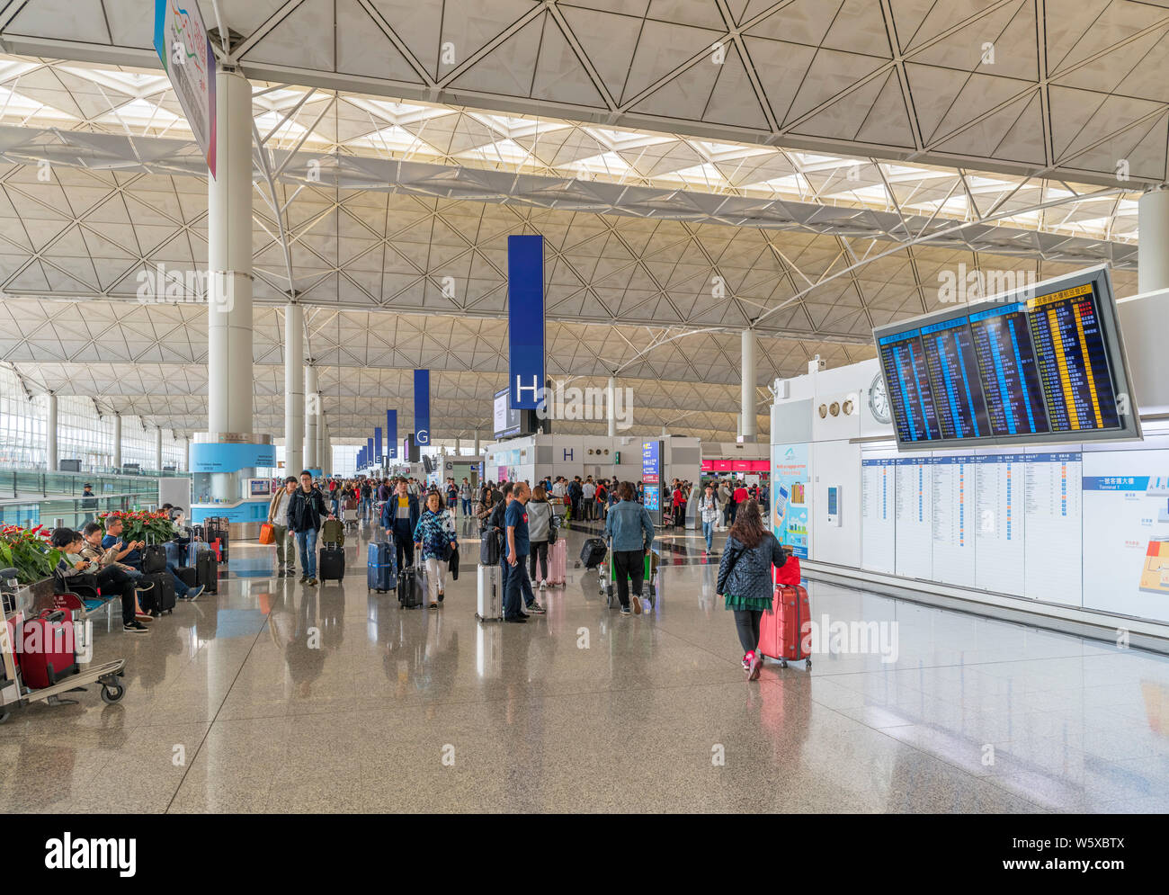 Zone d'enregistrement d'un terminal à l'Aéroport International de Hong Kong, CHEP Lak Kok, Hong Kong, Chine Banque D'Images