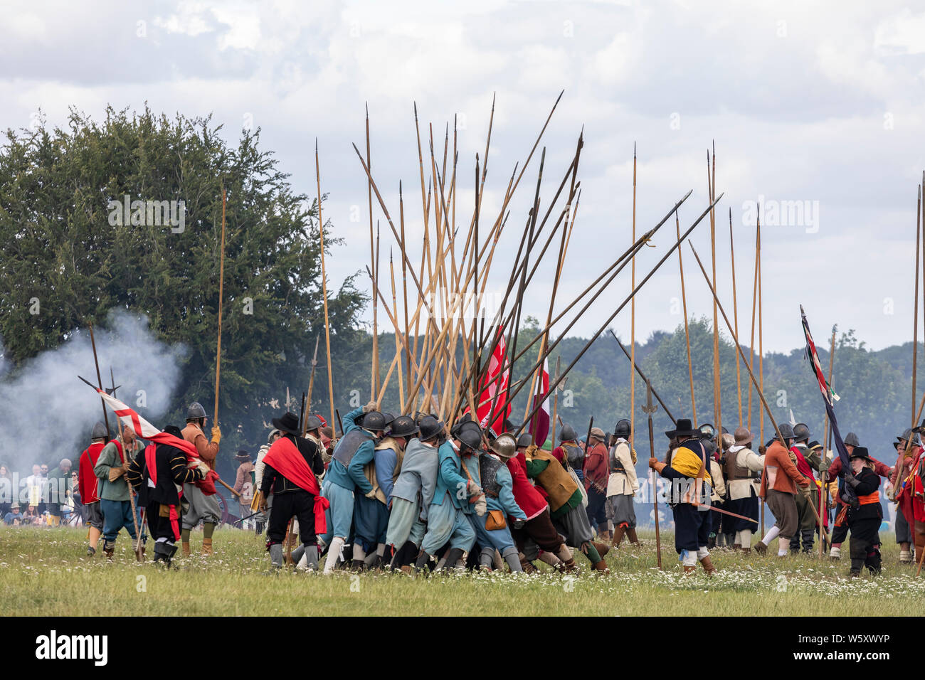 English civil War Society - la bataille de Marlborough réédiction sur Marlborough Common, Wiltshire, Angleterre, Royaume-Uni Banque D'Images