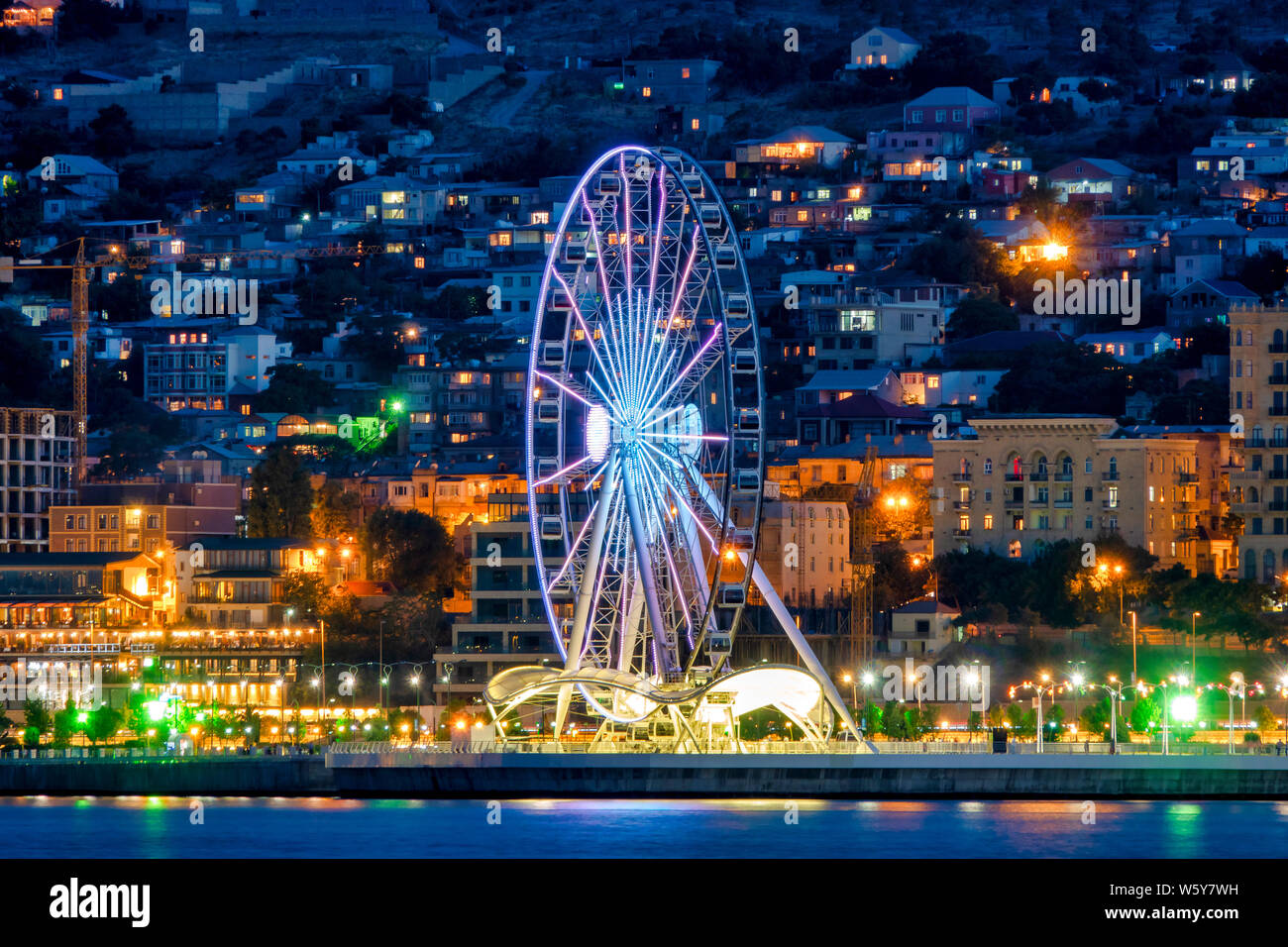 Vue de la grande roue de Bakou, Bakou, Azerbaïdjan Banque D'Images