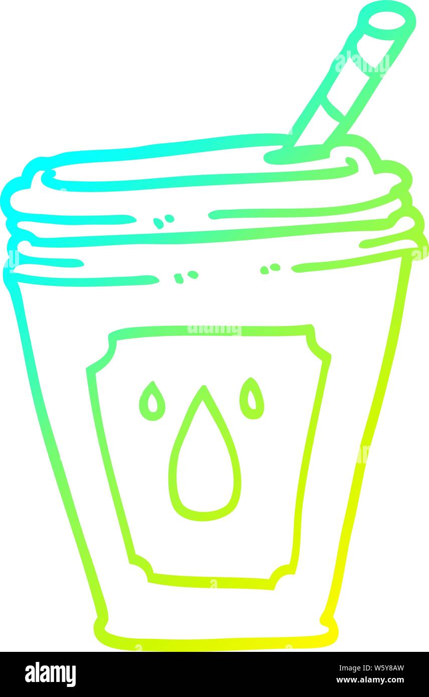 Ligne de gradient froid dessin d'une caricature juice bar verre Illustration de Vecteur