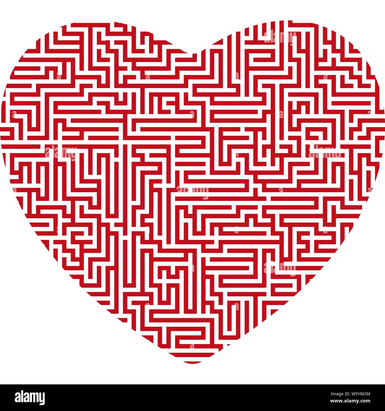 Vector illustration. Silhouette forme coeur avec labyrinthe labyrinthe ou la texture. Isolées. Illustration de Vecteur