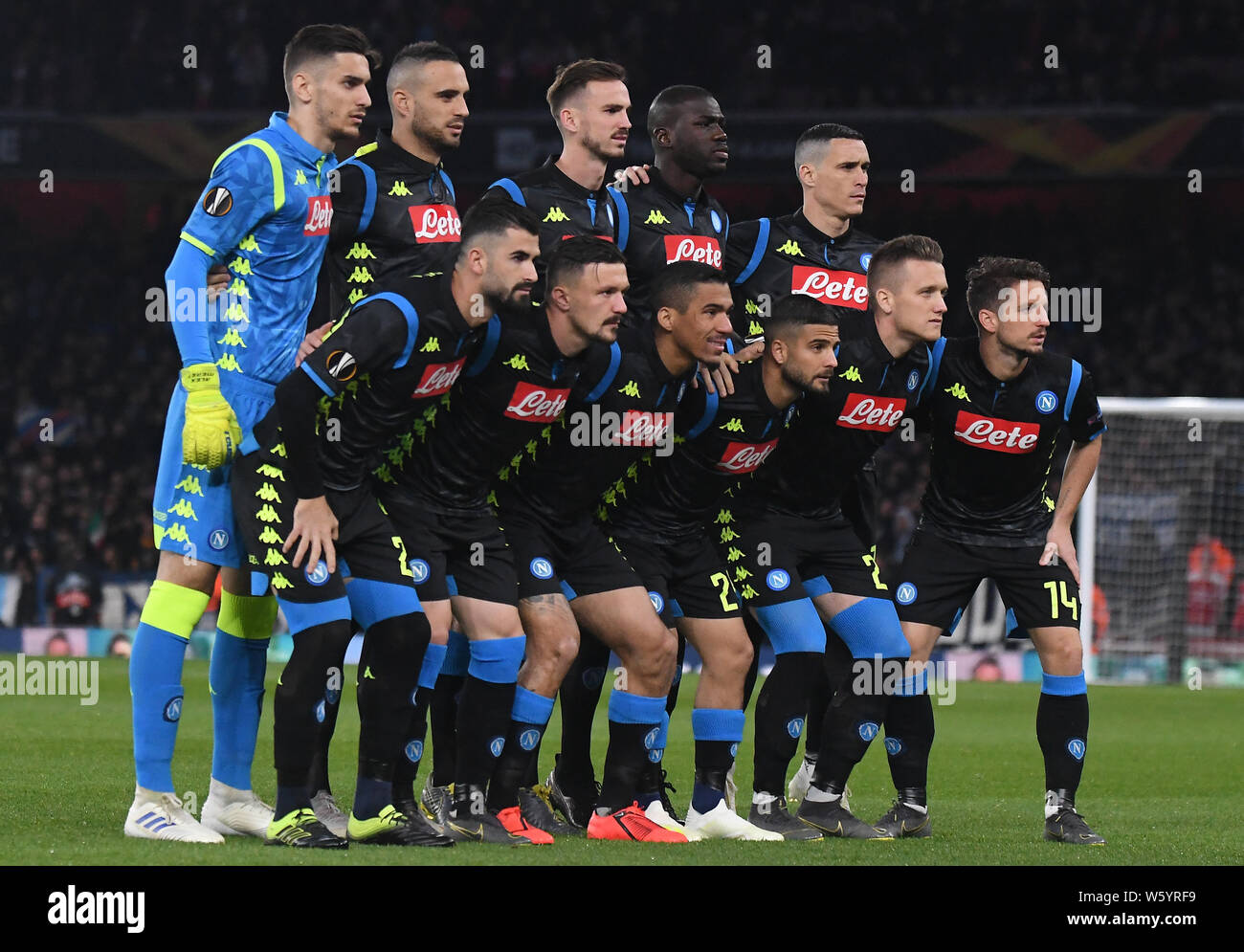 Londres, ANGLETERRE - 11 avril 2019 : départ de Naples en photo avant la première étape de l'UEFA Europa League 2018/19 Quart de finale match entre Arsenal FC (Angleterre) et SSC Napoli (Italie) à l'Emirates Stadium. Banque D'Images