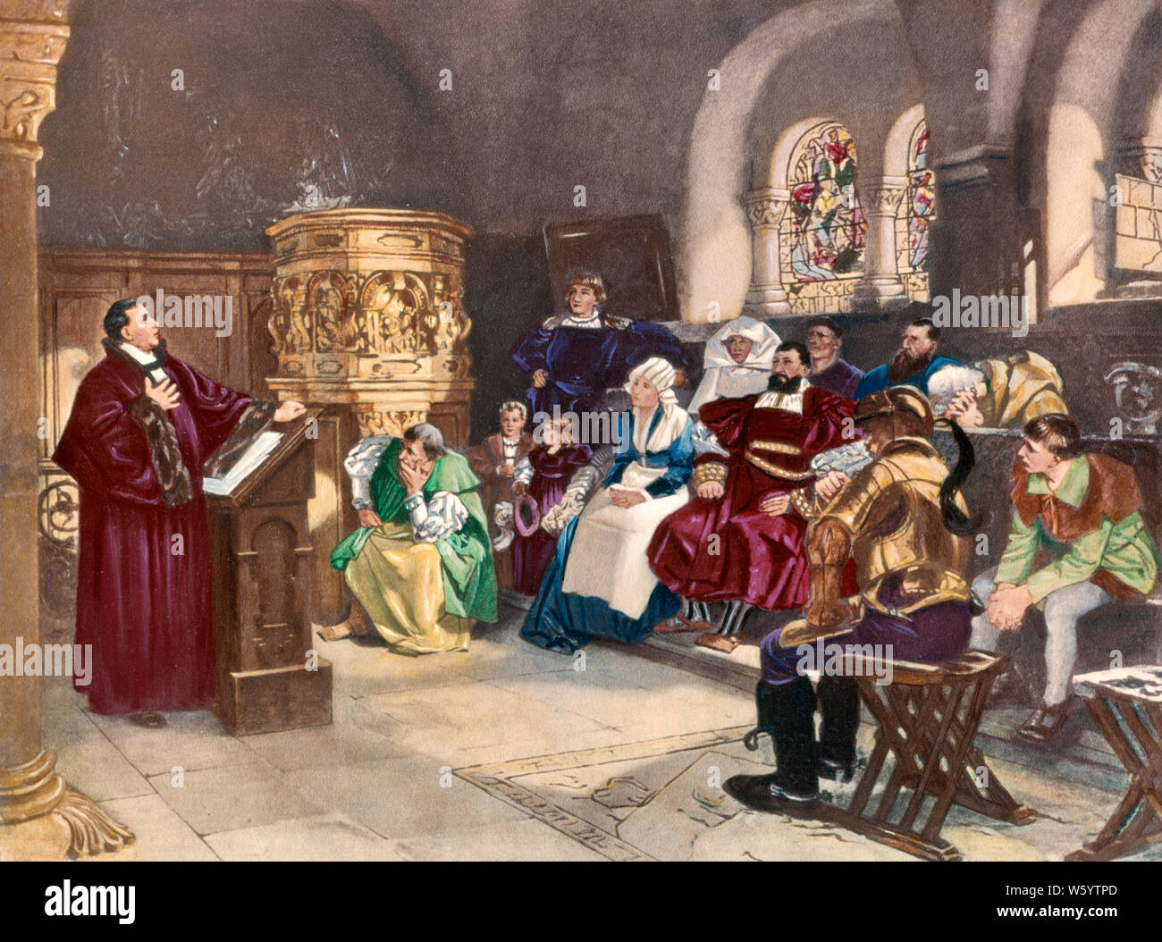 1500s 1521 MARTIN LUTHER PRÊCHAIT DANS CHÂTEAU DE WARTBURG TANDIS QUE DANS L'EXIL ET la clandestinité - kr8233 SPL001 HARS MARTIN LUTHER MARTIN LUTHER traduction fidèle foi luthérienne de moyen âge la théologie spirituelle WARTBURG 1500s 1521 de l'origine ethnique caucasienne CROYANCE EXCOMMUNIÉ EXIL NOUVEAU TESTAMENT D'INSPIRATION OLD FASHIONED PRÉDICATION Réforme protestante vernaculaire théologien Banque D'Images