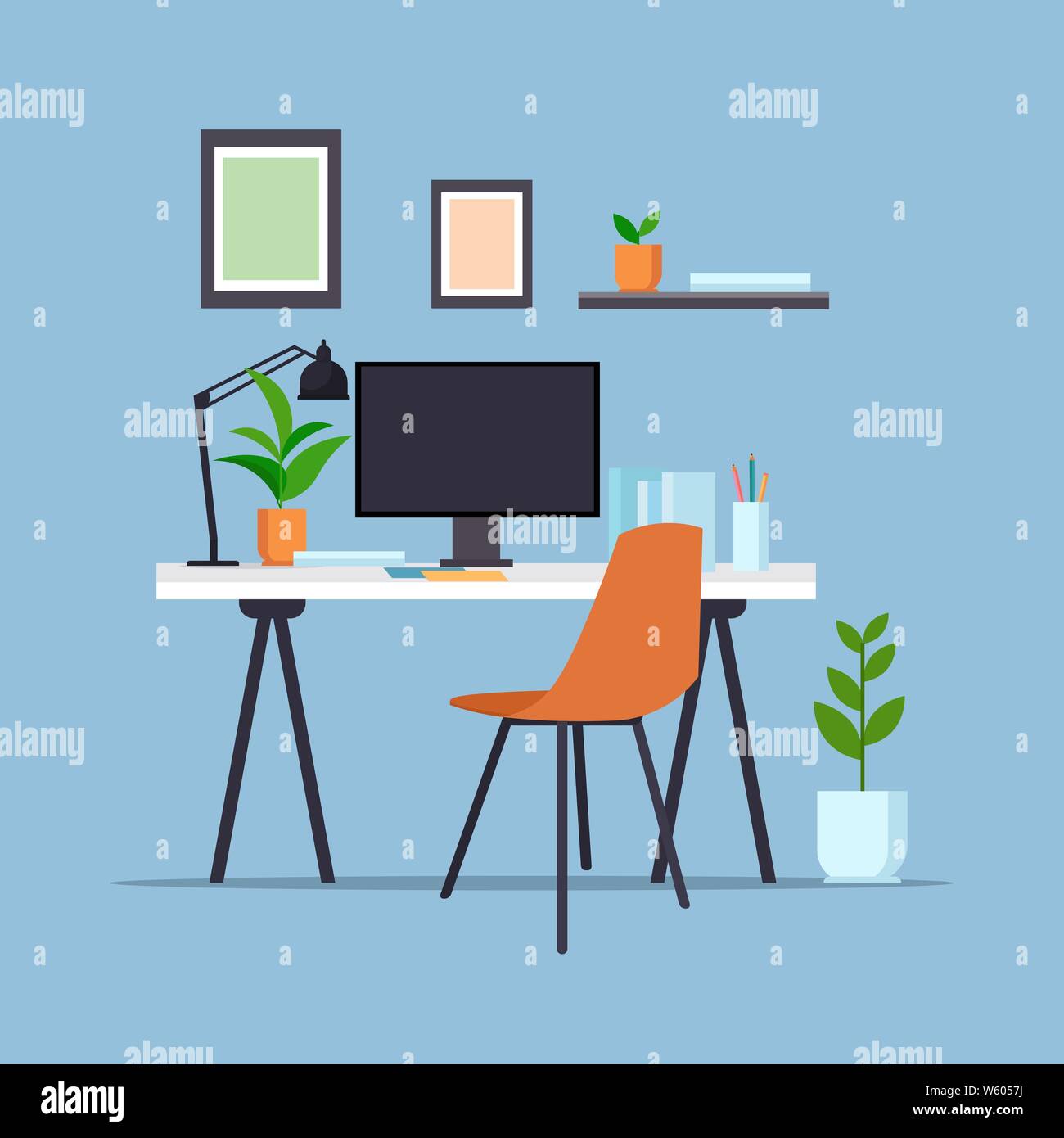 Créativité en milieu de travail avec ordinateur moniteur vide aucun peuple moderne du cabinet mobilier de bureau télévision Illustration de Vecteur Créativité en milieu de travail avec ordinateur moniteur vide aucun peuple moderne du cabinet mobilier de bureau télévision Illustration de Vecteur