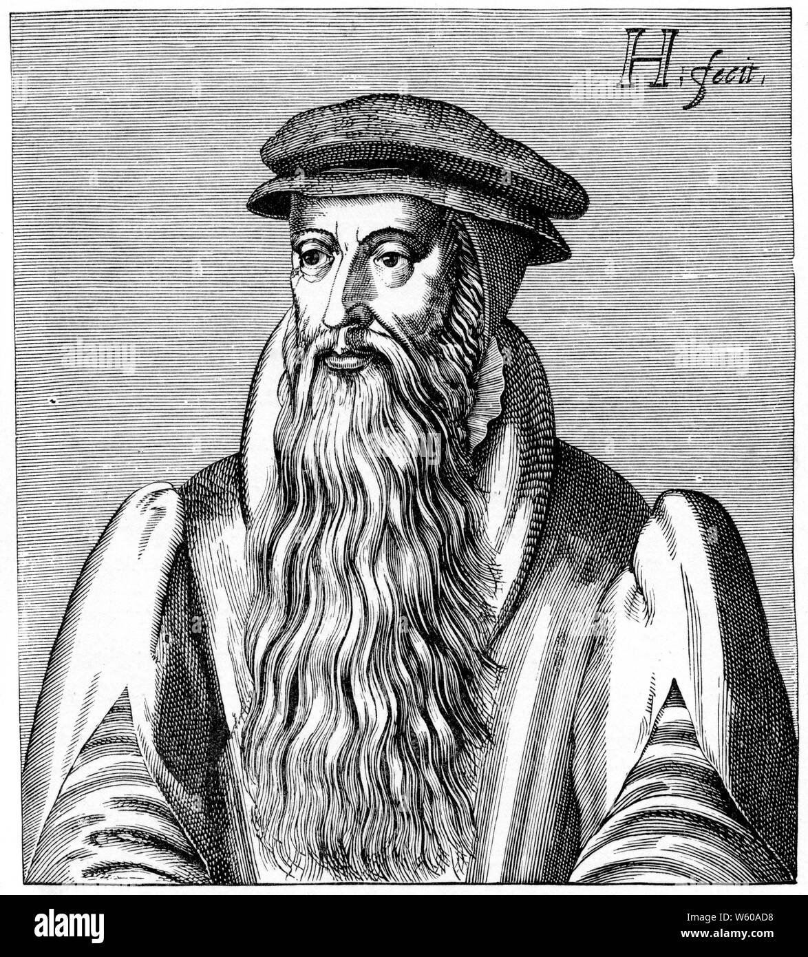 John KNOX (1514-1572). Prêtre écossais, chef de la réforme protestante en Écosse. Après H. Hondins les jeunes. Le religieux John KNOX était un dirigeant de la réforme protestante et est considéré comme le fondateur de la dénomination presbytérienne en Écosse. Banque D'Images