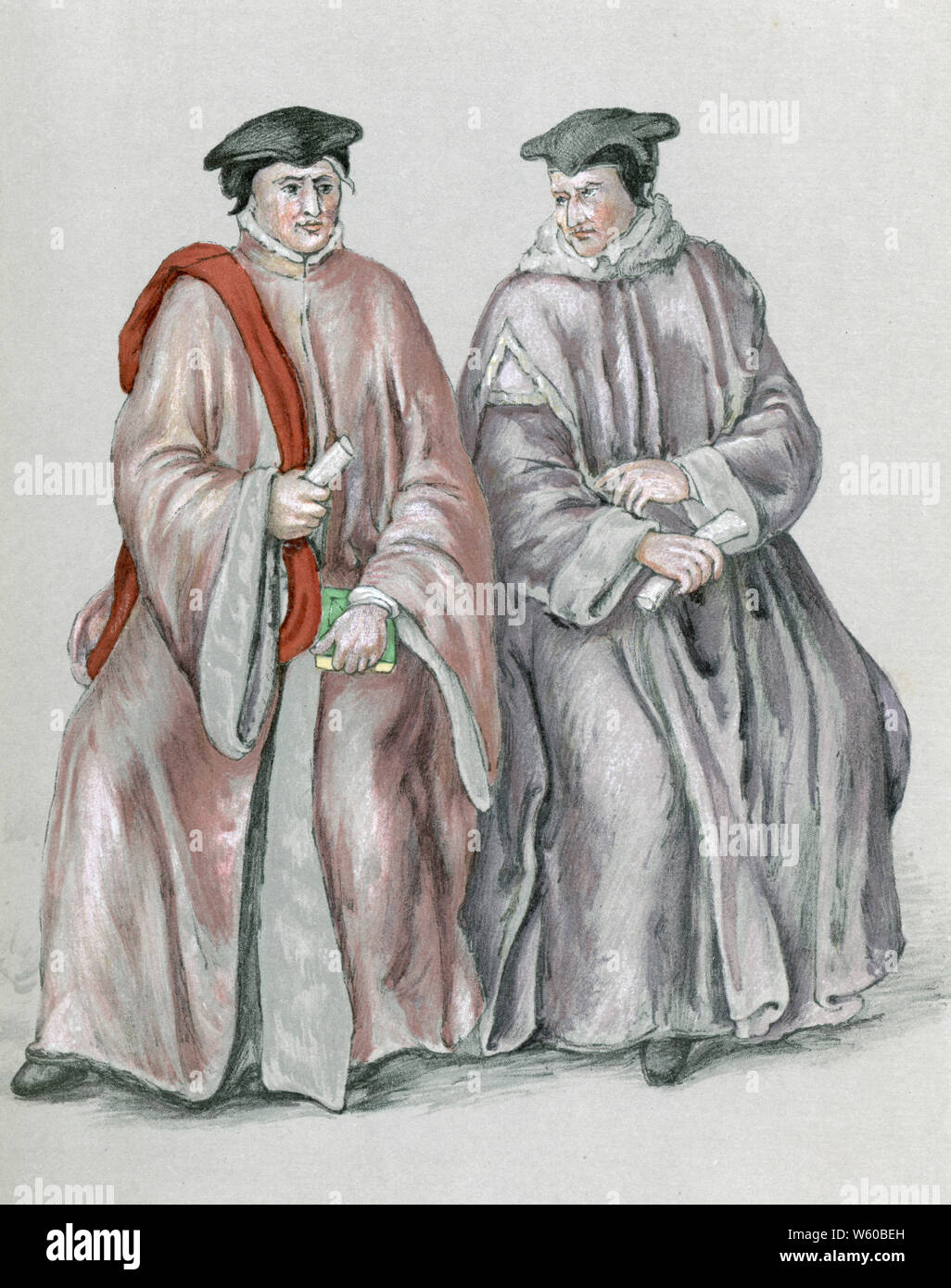 Juges Elizabethan dans leurs robes, cXVIe siècle. Juges à l'époque d'Elizabeth I. Banque D'Images