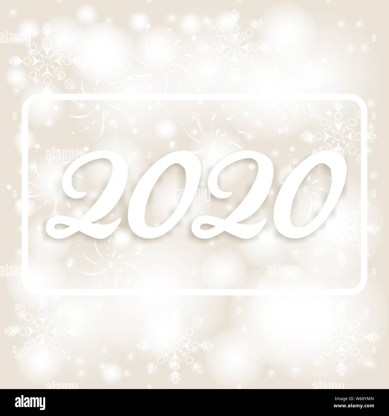 Vector illustration. Carte de 2020. Nouvelle année 2020. Fond beige avec bokeh et lumière Illustration de Vecteur