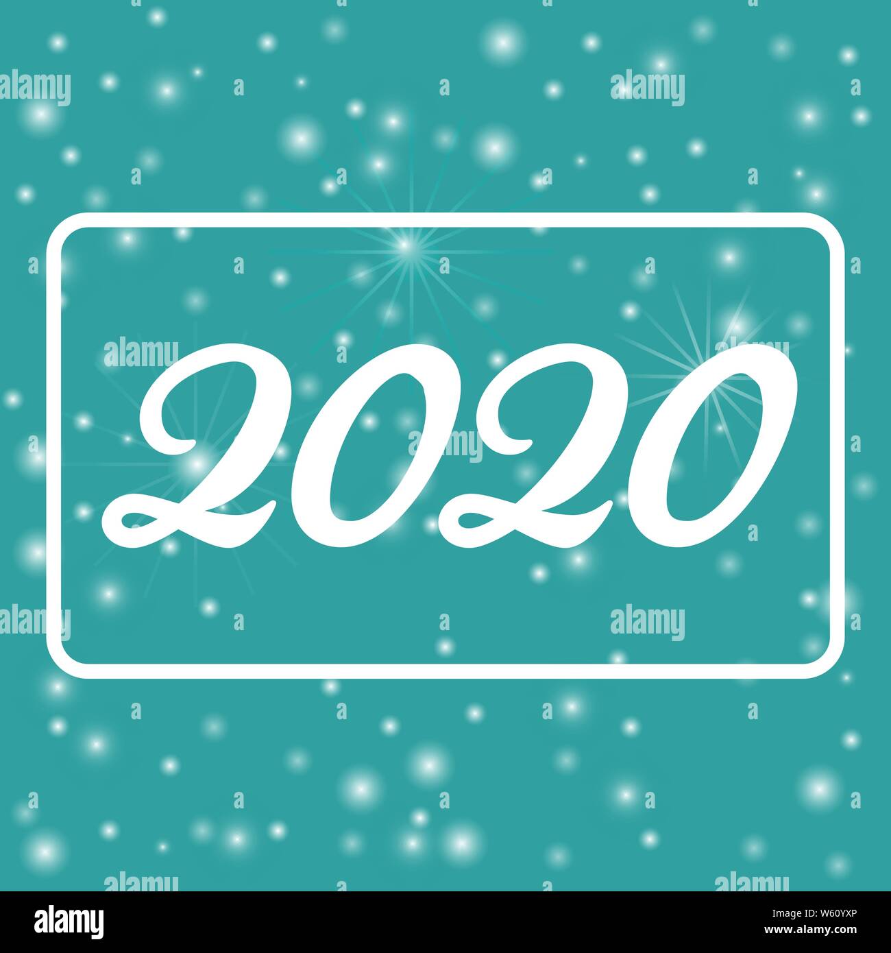 Vector illustration. Carte de 2020. Nouvelle année 2020. Fond bleu avec la lumière et l'effet bokeh Illustration de Vecteur