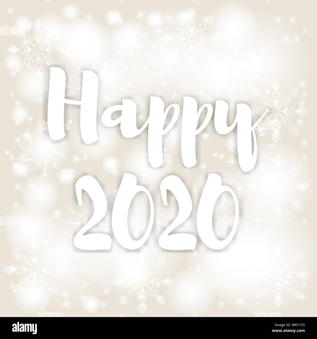 Vector illustration. Carte de 2020. Nouvelle année 2020. Fond beige avec bokeh et lumière Illustration de Vecteur