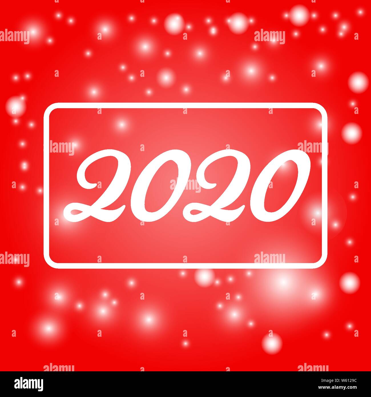 Vector illustration. Carte de 2020. Nouvelle année 2020. Fond rouge avec lumière et bokeh Illustration de Vecteur