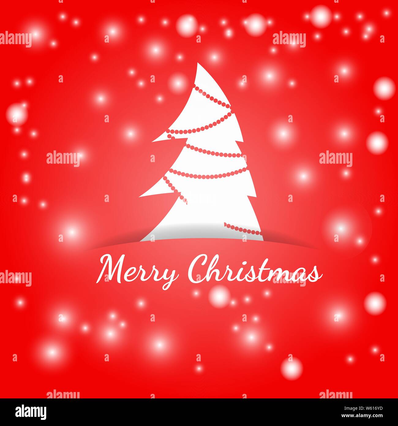 Vector illustration. Carte de voeux de Noël dans un style minimaliste et télévision. Arbre de Noël blanc papier caché dans la fente Illustration de Vecteur