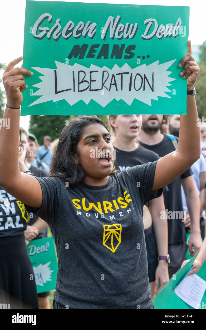 Detroit, Michigan, USA - 30 juillet 2019 - Des activistes, dont un grand nombre de mouvement de l'aube, se sont rassemblées devant la première nuit de la Conclusi Banque D'Images