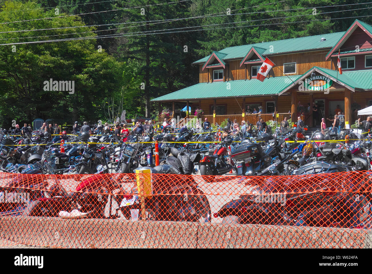 Un grand rassemblement de membres de club de moto à Sasquatch Inn, Fraser Valley, B. C., Canada. Juillet 28,2019 Banque D'Images