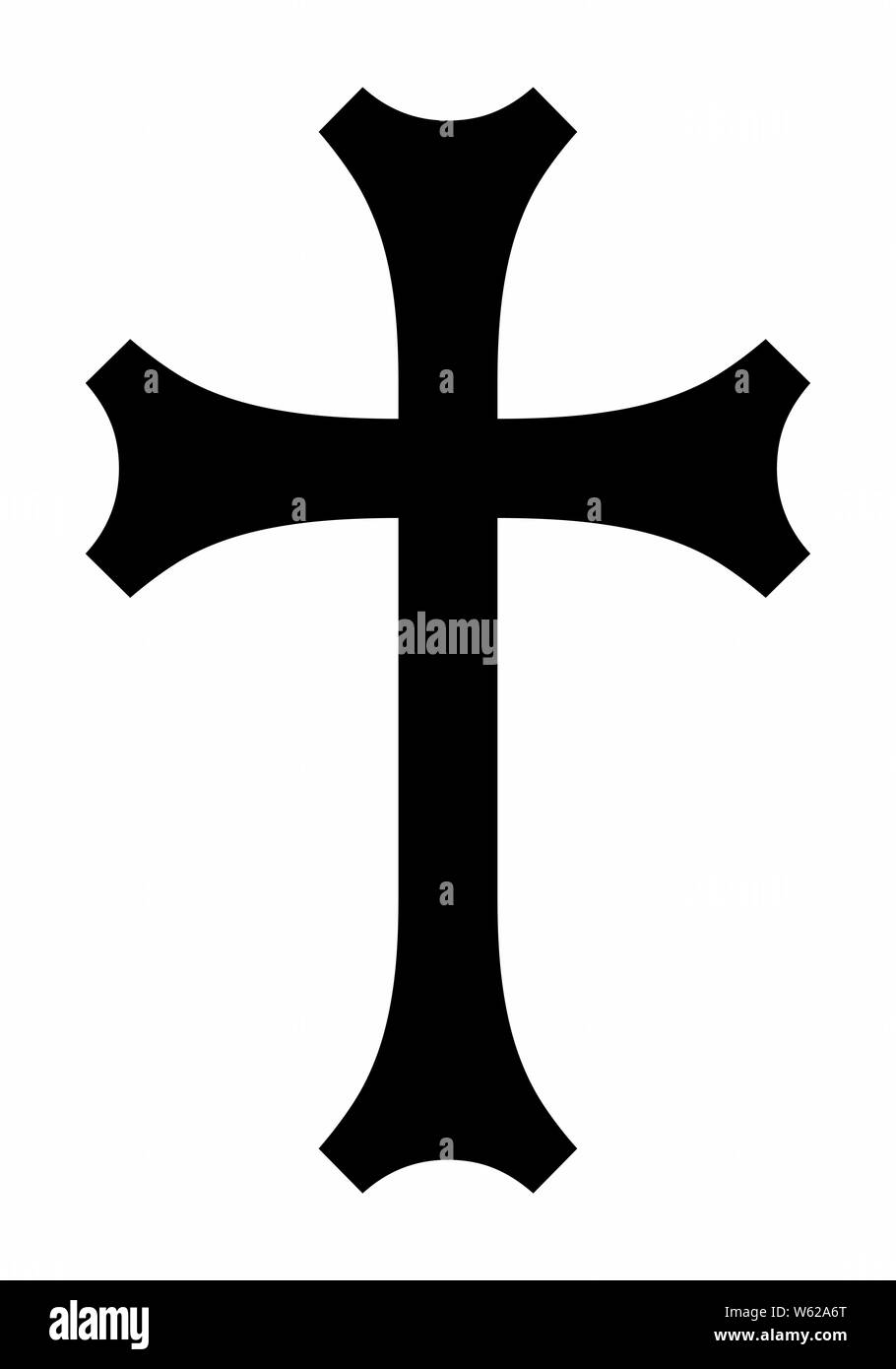 Silhouette sombre croix syriaque isolé sur fond blanc Illustration de Vecteur