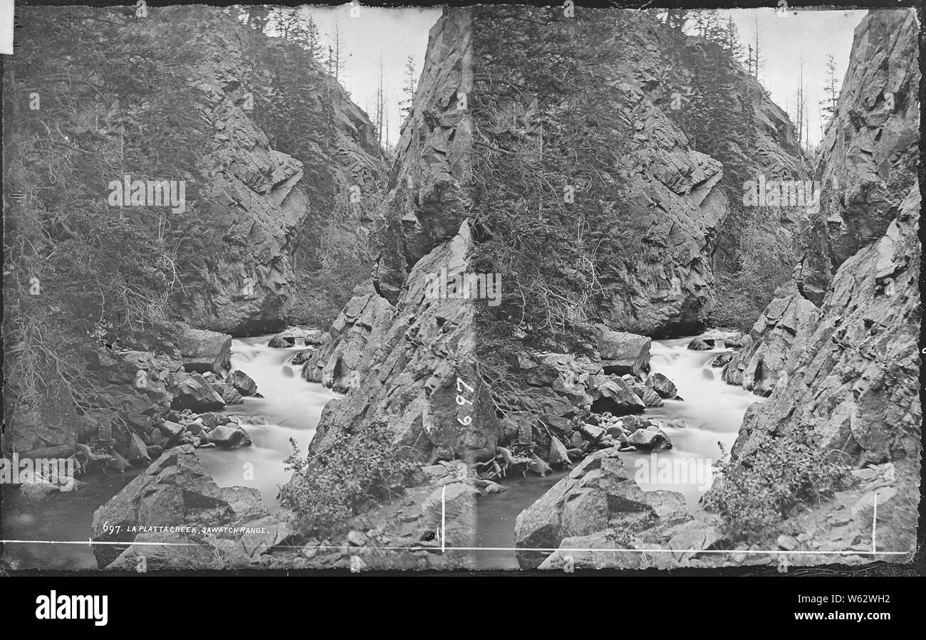 Cascades dans le canyon de la plaque de la Creek. Chaffee Comté (Colorado). Banque D'Images