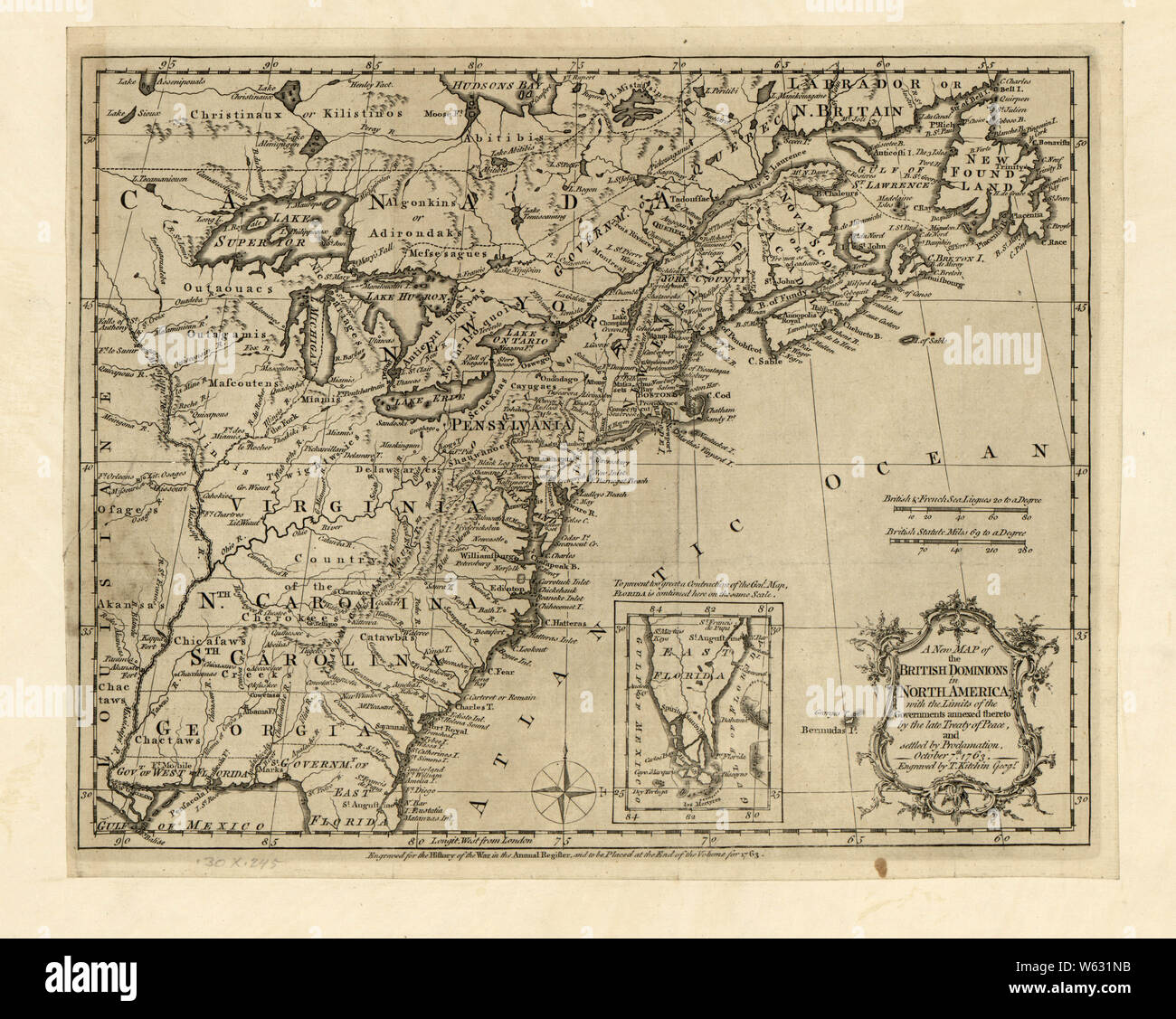 Guerre d'Indépendance américaine, 1750-1786 172 cartes Une nouvelle carte des possessions britanniques en Amérique du Nord avec les limites des gouvernements qui y sont annexés par la reconstruction et la réparation Banque D'Images