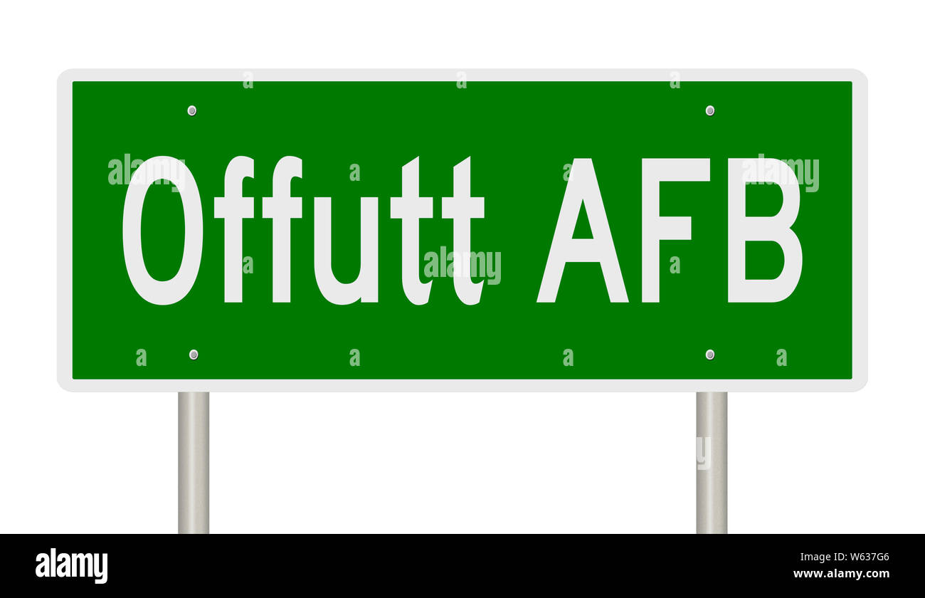 Rendu d'une autoroute verte signe pour Offutt AFB au Nebraska Banque D'Images