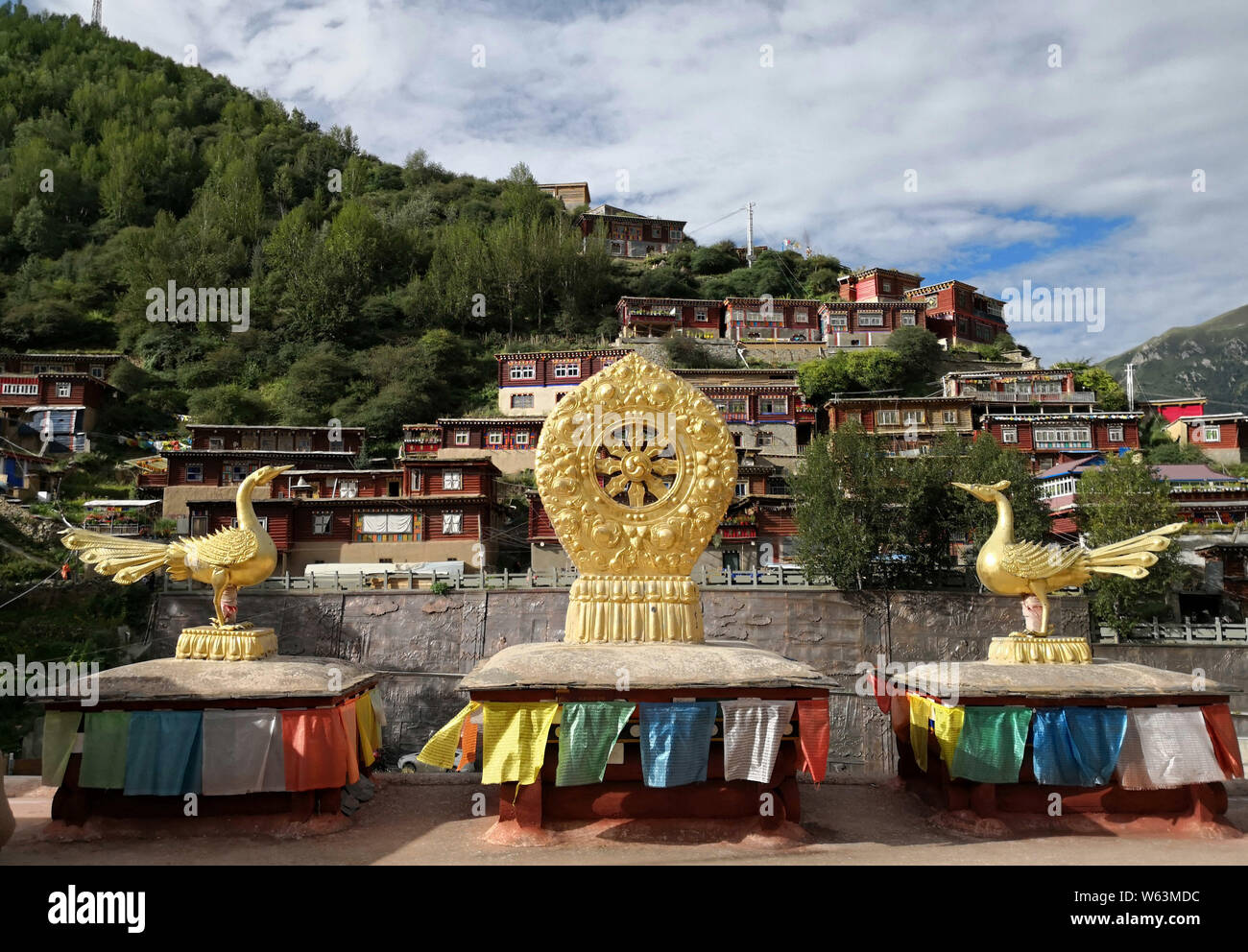 Vue de la maison Sutra-Printing Dege, ou Dege Parkhang les écritures anciennes maison d'impression à l'intérieur du monastère Gengqing dans l'autonome tibétaine de Garze Banque D'Images