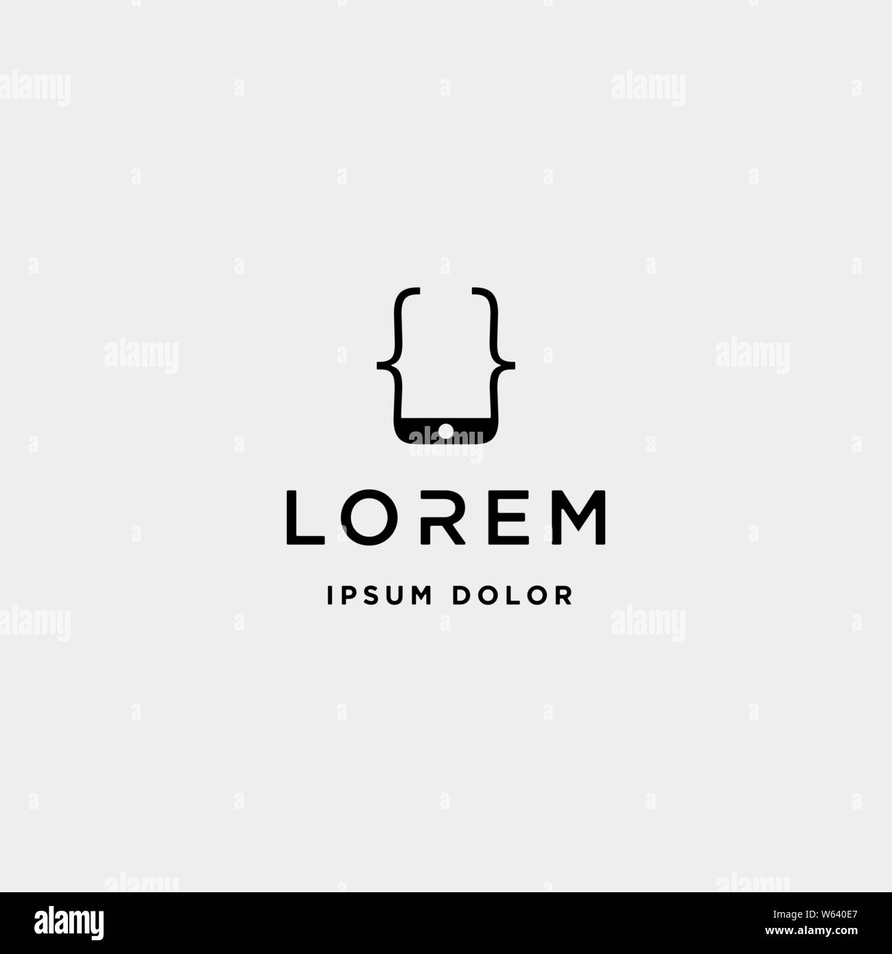 Code mobile phone logo design simple vecteur de codage Illustration de Vecteur