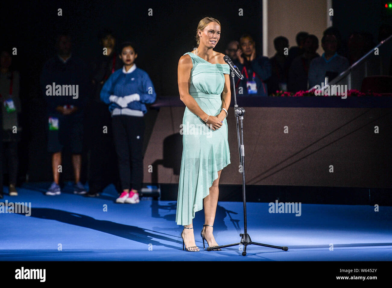 Caroline Wozniacki du Danemark assiste à la cérémonie d'ouverture de la Chine 2018 tournoi Open de tennis à Beijing, Chine, 29 septembre 2018. *** Ca Local Banque D'Images