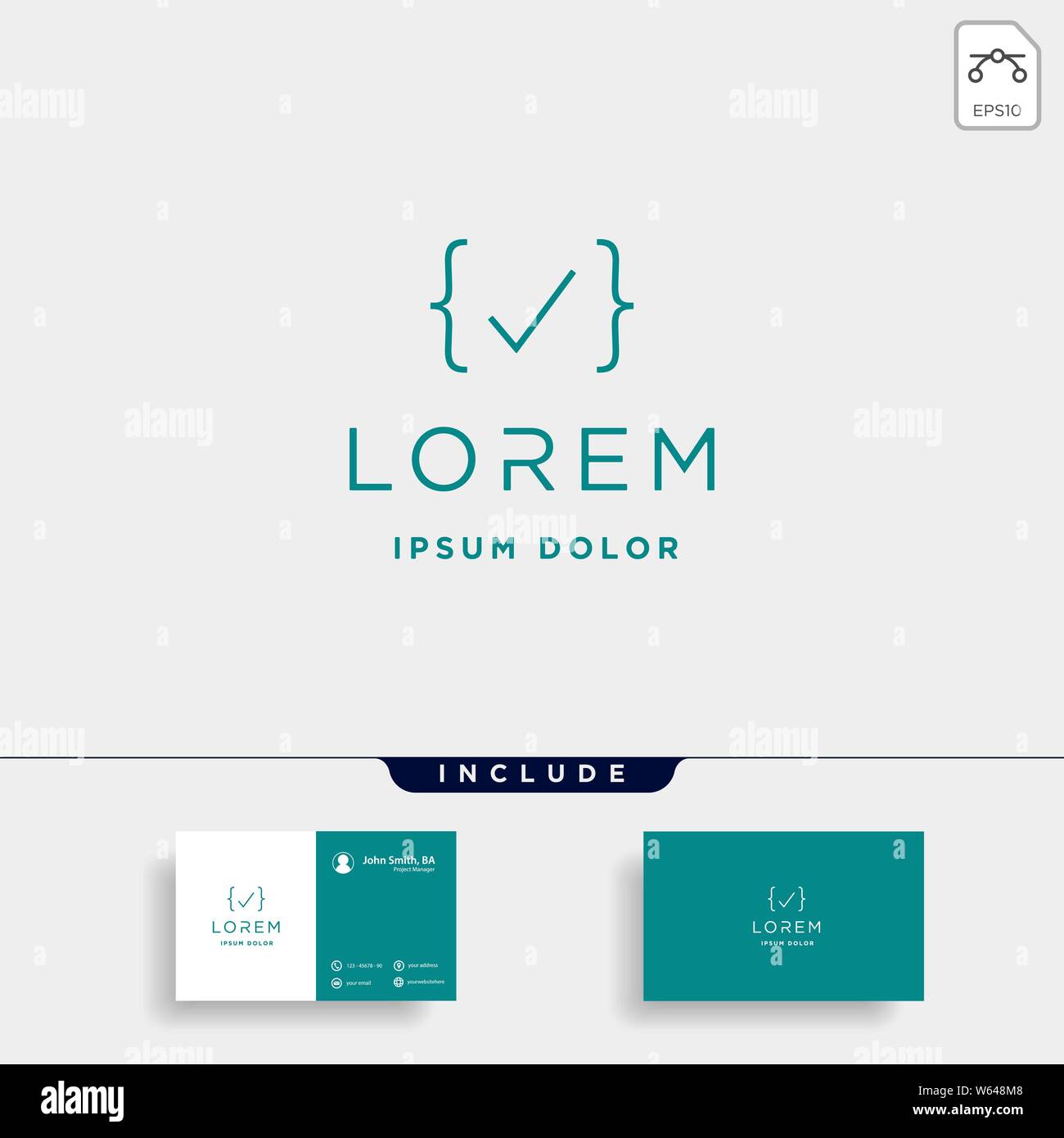 Vérification de code simple de conception de logo d'approuver l'icône Symbole de codage Illustration de Vecteur