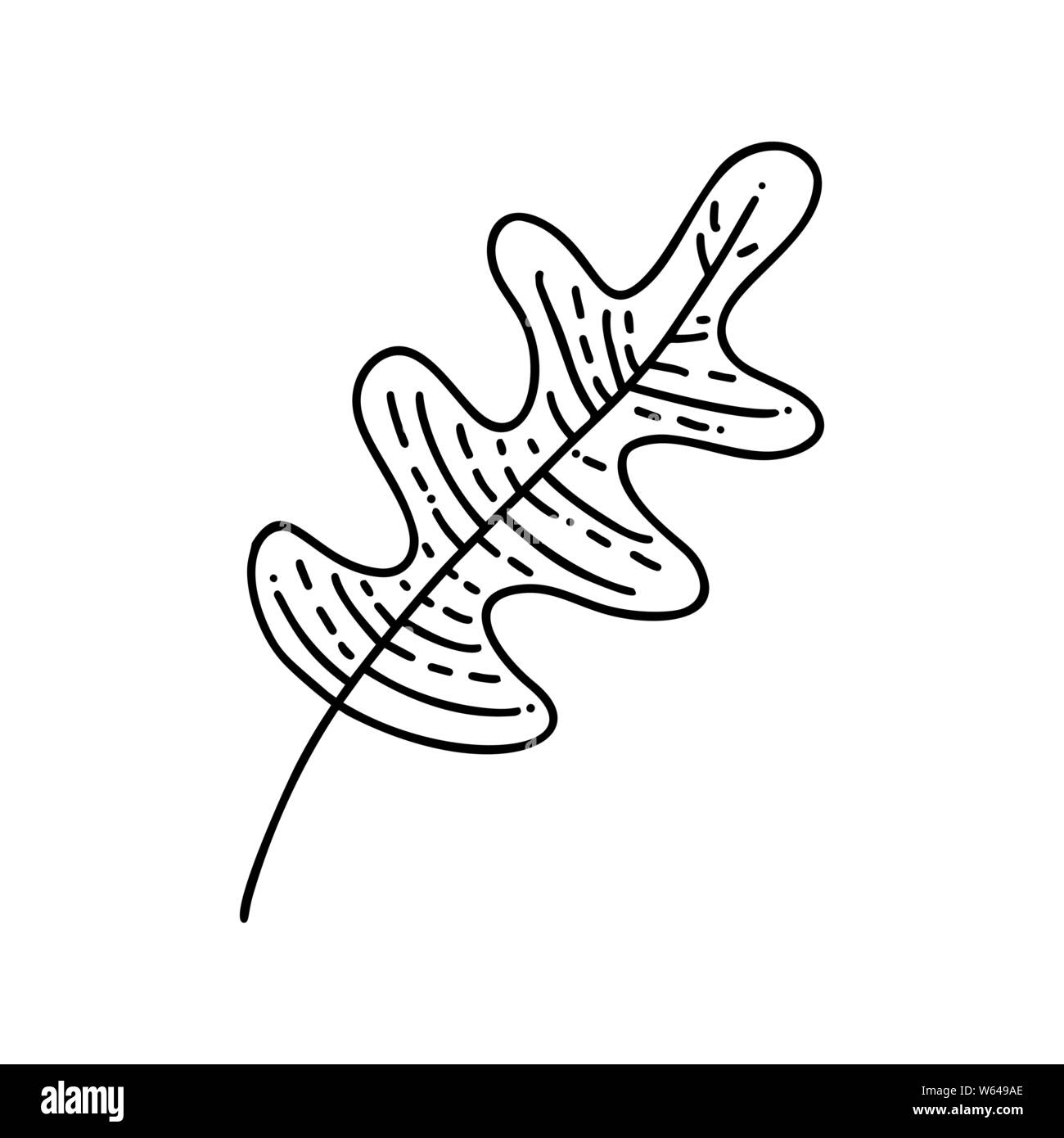 Feuille de chêne monolines logo de l'automne. Dans l'emblème contour style linéaire. Résumé vecteur icône pour conception de produits naturels, cosmétiques, magasin de fleurs Illustration de Vecteur