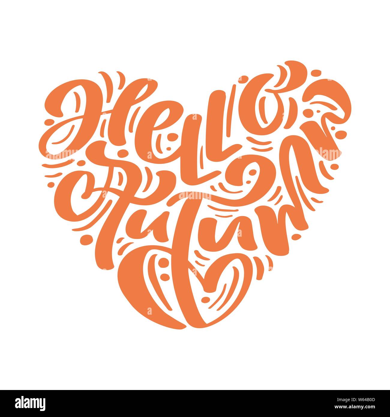 Lettrage vecteur Bonjour calligraphie automne texte. Hand drawn illustration pour carte de souhaits isolé sur fond blanc. Parfait pour vacances saisonnières Illustration de Vecteur