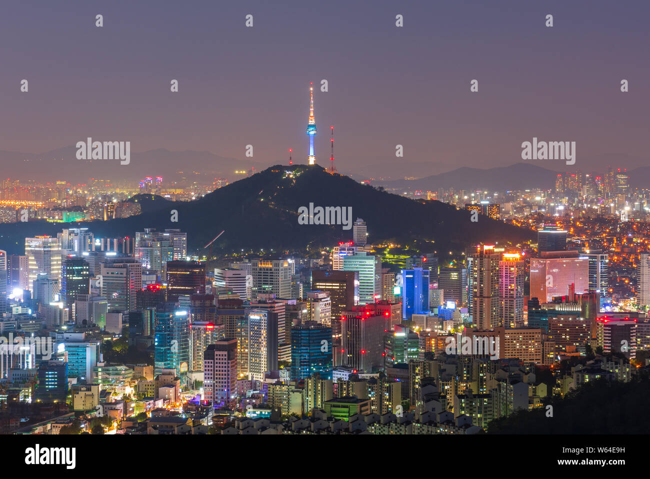 Vue aérienne de la ville de Séoul en Corée du Sud,Nuit Banque D'Images