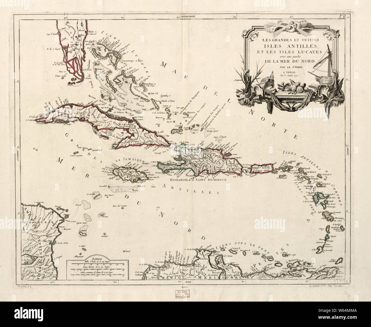 L'ère de la guerre d'Indépendance américaine 573 Cartes 1750-1786 Les grandes et petites Isles Antilles néerlandaises et les iles Lucayes avec une partie de la mer du Nord à reconstruire et réparer Banque D'Images