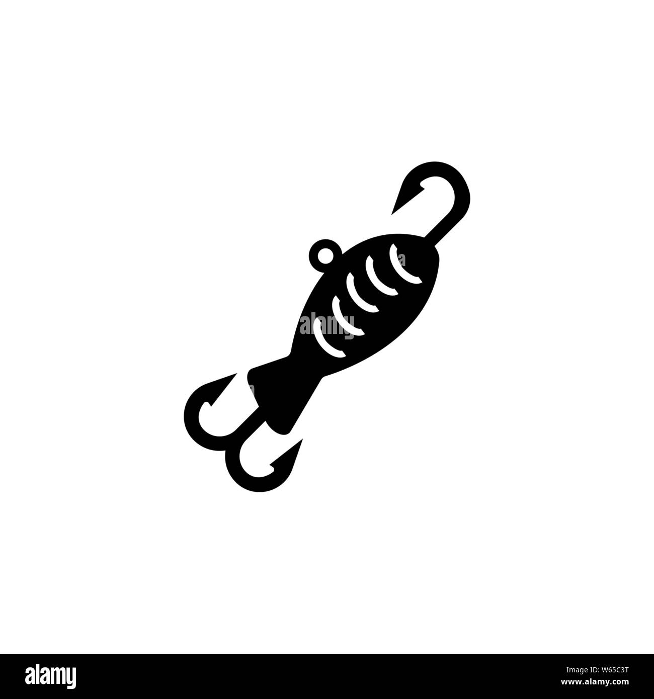 Leurre de pêche, appâts du crochet. Icône vecteur illustration. Télévision Simple symbole noir sur fond blanc. Leurre de pêche, appâts du crochet modèle de conception web pour signer Illustration de Vecteur