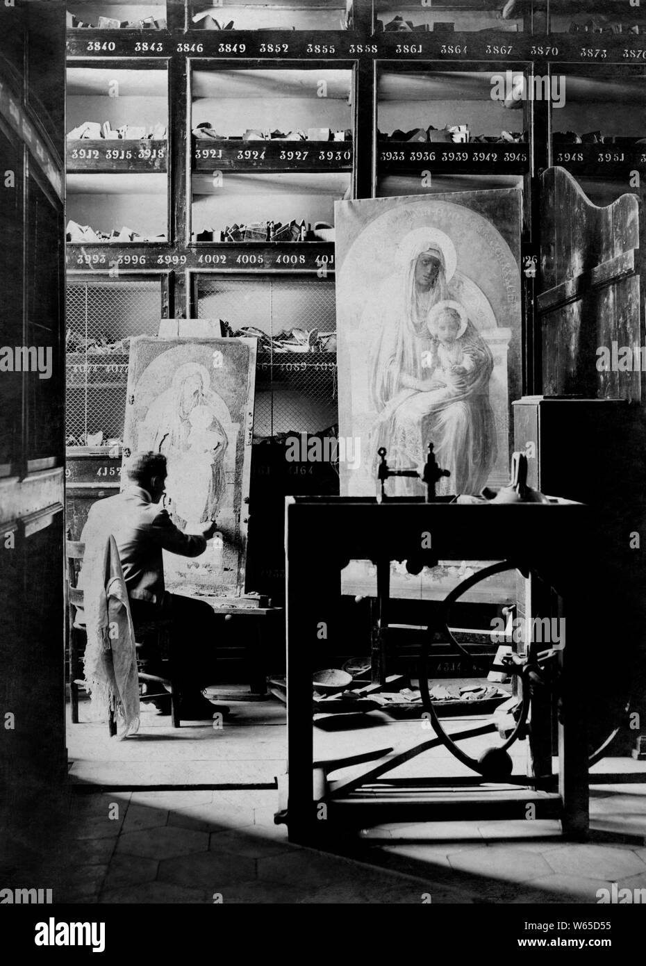 Les travailleurs artistiques dans la Cité du Vatican, 1910 Banque D'Images