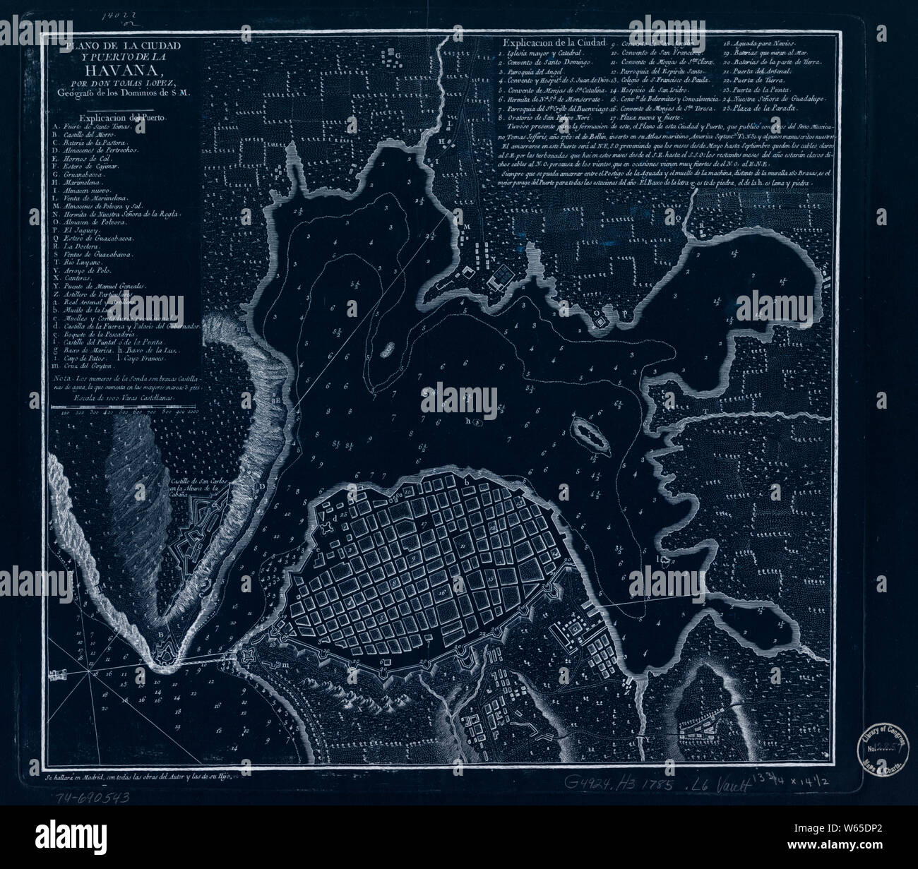 Guerre d'Indépendance américaine, 1750-1786 815 Cartes Plano de la ciudad y puerto de la Havane et de réparation reconstruction inversé Banque D'Images