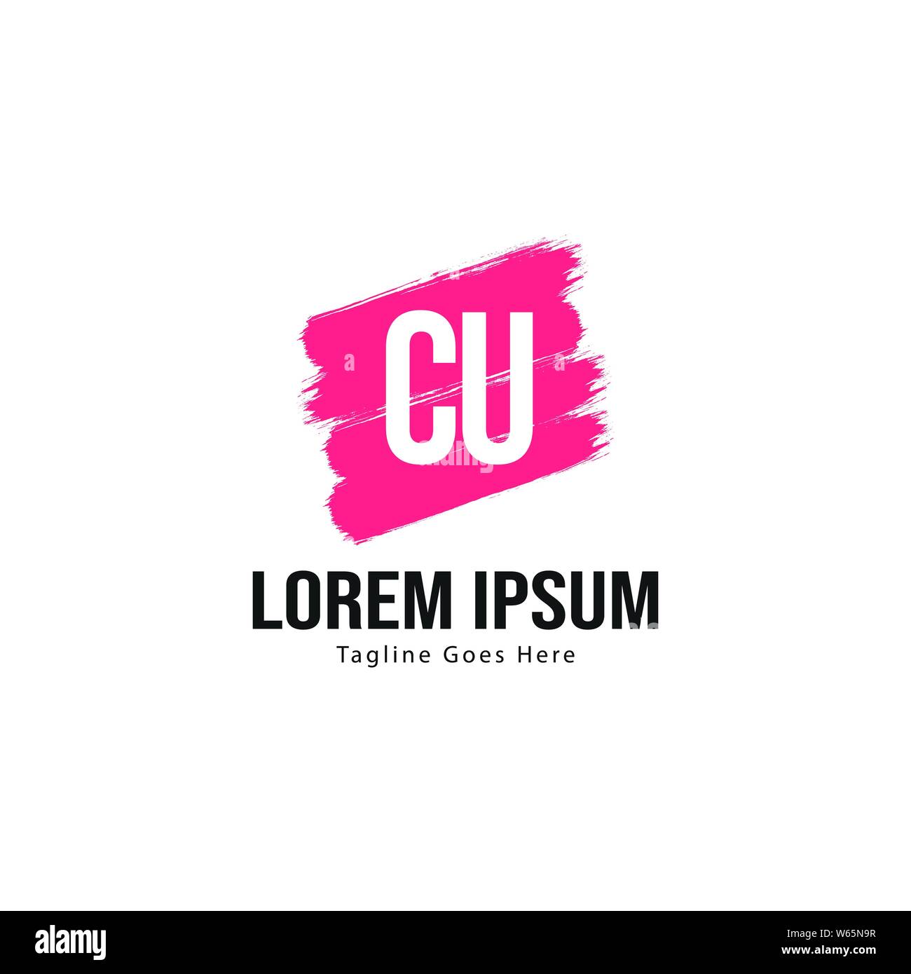 Logo CU initiale modèle avec cadre moderne. Lettre CU minimaliste design logo vector illustration Illustration de Vecteur