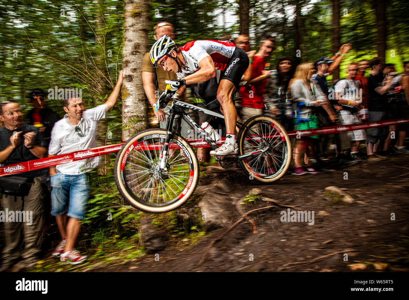 3 septembre 2011 - Champéry, Suisse. Nino Schurter à l'UCI Vtt Cross Country Championnats du monde. Banque D'Images