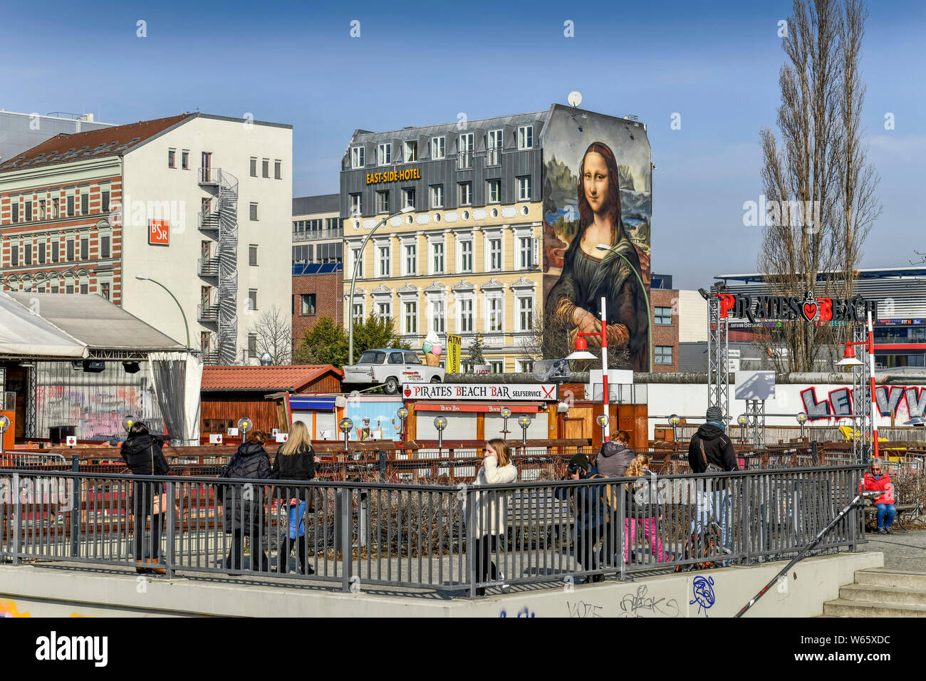 Mona Lisa, Wandgemaelde Muehlenstrasse, Friedrichshain, Berlin, Deutschland, Mühlenstrasse Banque D'Images
