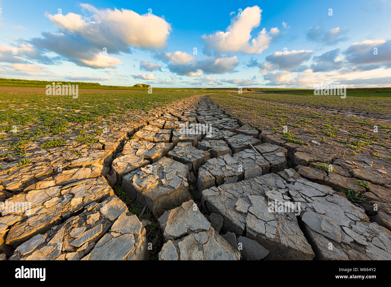 Arides et des terres fissurés en raison du changement climatique et le réchauffement climatique - une catastrophe écologique Banque D'Images