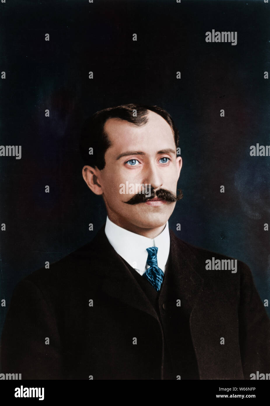 Portrait d'Orville Wright (1871 - 1948), photographie colorisée. Banque D'Images