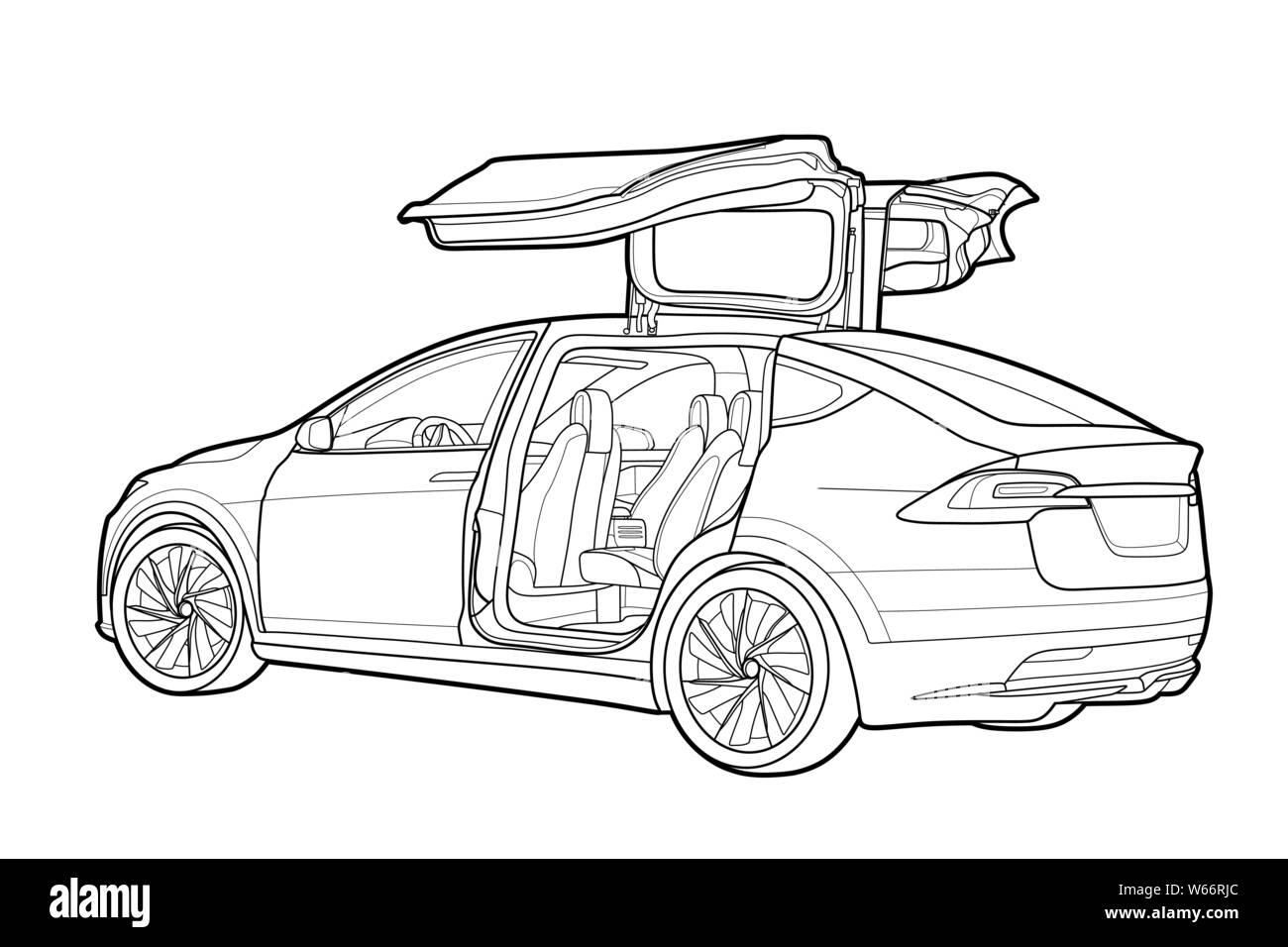 Vector tirage d'une voiture de sport en lignes noires. Illustration de Vecteur