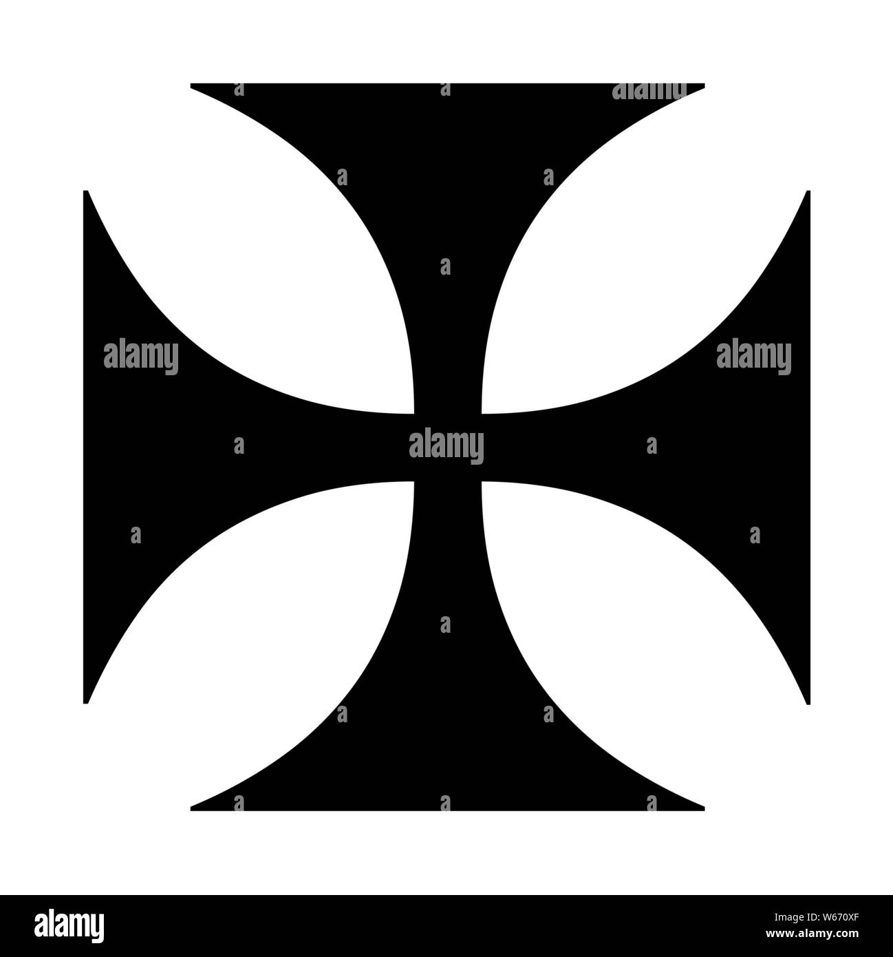 Maltese Cross silhouette sombre isolé sur fond blanc Illustration de Vecteur
