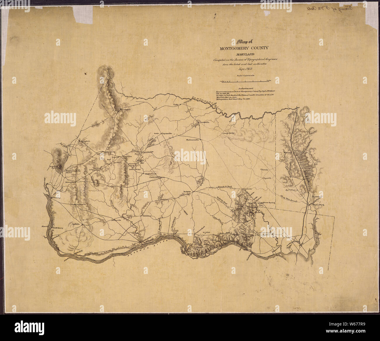 Plan de Montgomery County, Maryland. Réunis dans le bureau d'ingénieurs géographes de la dernière et meilleure septembre 1862, les autorités. Banque D'Images