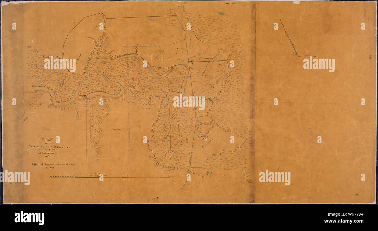 Plan d'Intrenchments & aux environs de l'ouest et près de Beaufort, L.C. (Bureau des corps topographique, N.Y. Vol. fra's., 10 févr. 1863 Banque D'Images