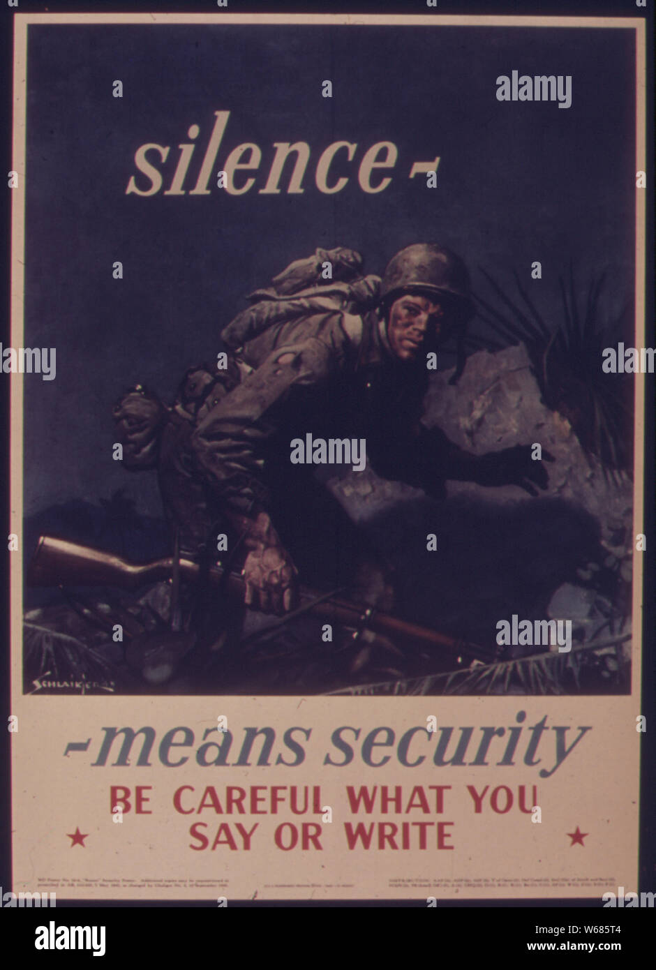 Le silence signifie sécurité. Faites attention à ce que vous pouvez dire ou écrire Banque D'Images