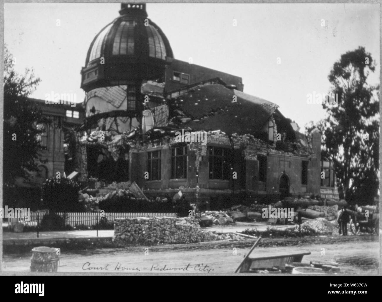 Tremblement de terre de San Francisco de 1906 : Palais de justice. Redwood City, Californie Banque D'Images