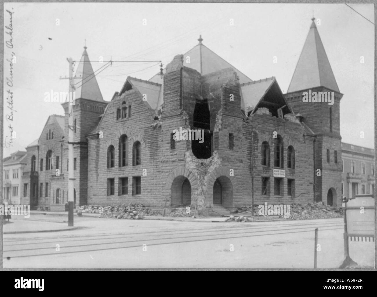 Tremblement de terre de San Francisco de 1906 : Première église baptiste, Oakland, Californie Banque D'Images
